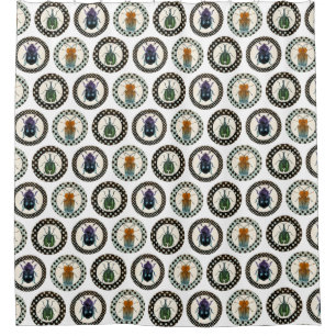 Cortina Para Box Vintage Insetos Coloridos Besouros Ciência