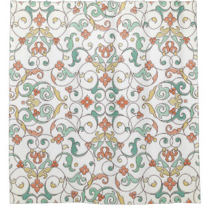 Cortina Para Box Vintage Line Art Eastern Ornament