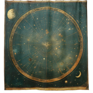 Cortina Para Box Vintage Lunar Celestial Map Design (2)