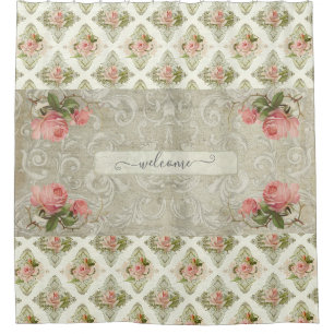 Cortina Para Box Vintage Modern Watercolor Bem-vindo