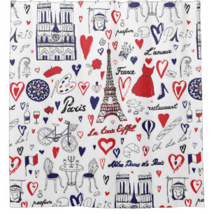 Cortina Para Box Vintage Paris: padrão de linha de Viagem