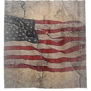 Cortina Para Box Vintage Patriotic USA Flag em Stone Wall