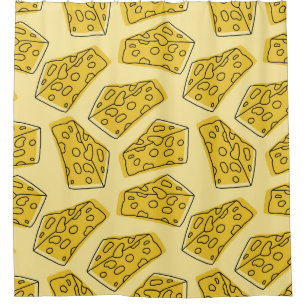 Cortina Para Box Vintage Queijo Amarelo Fundo Invisível