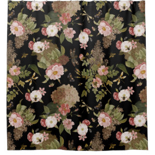 Cortina Para Box Vintage Redouté Rosas E Flores Jardim Rococo 1