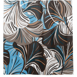 Cortina Para Box Vintage seamless pattern with striped flowers leav