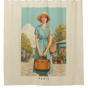 Cortina Para Box Vintage Summer Stroll em Paris
