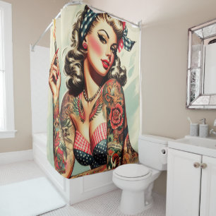 Cortina Para Box Vintage Tattoo Old School Pin-up