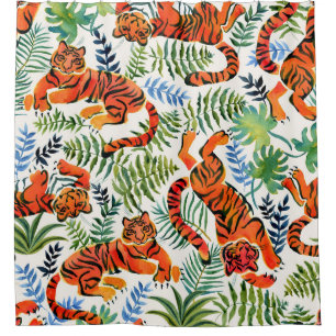 Cortina Para Box Vintage Tiger Jungle Watercolor