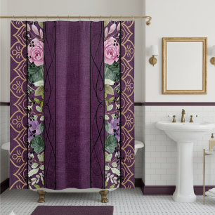 Cortina Para Box Vintage Velvet Victorian Purple Floral Tapeçaria