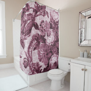 Cortina Para Box Vintage vermelho Toile floral No.5 do Merlot