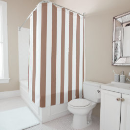 Cortina Para Box Vintage Vertical Stripes Mocha Mousse White