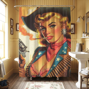 Cortina Para Box Vintage Western Cowgirl Pin Up