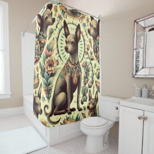 Cortina Para Box Vintage Xoloitzcuintle Seamless