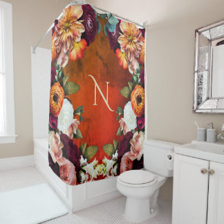 Cortina Para Box Vintagem Botânica Elegante Monograma