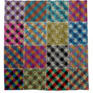 Cortina Para Box Vintagem de quadrados de Canvas grosseira