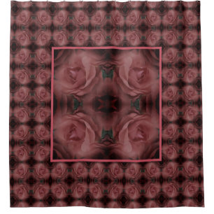 Cortina Para Box Vintagem do Abstrato do ventilador da rosa vermelh