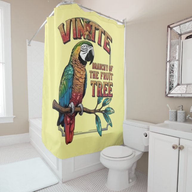 Cortina Para Box Voo vívido: Papagaio Brilhante em uma ramificação  (In Situ)