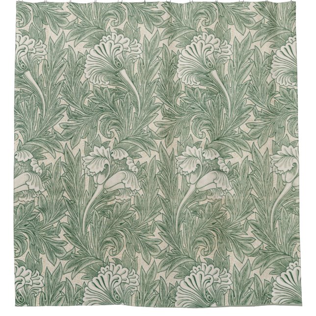 Cortina Para Box Wallpaper tulip William Morris verde têxtil (Frente)