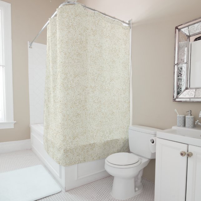Cortina Para Box Warm Beige Confetti Texture Bathroom Decor (In Situ)