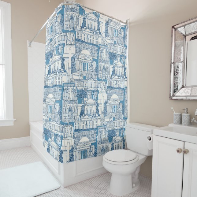 Cortina Para Box Washington DC toile blue (In Situ)