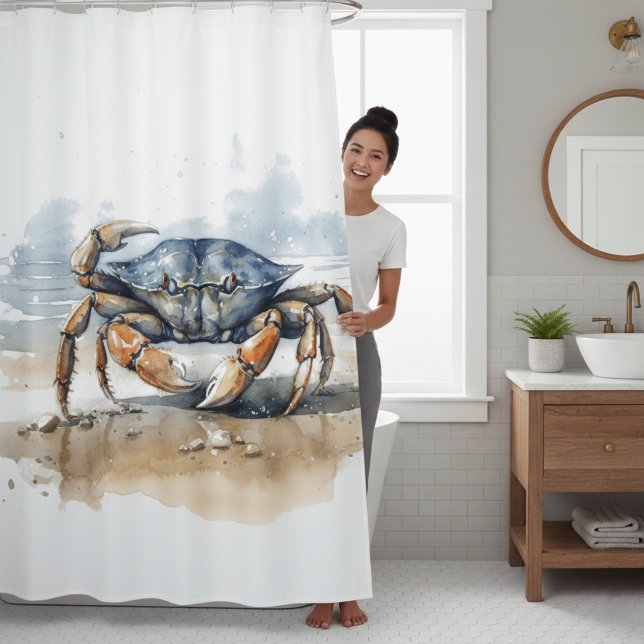 Cortina Para Box Watercolor Beach Crab (Criador carregado)