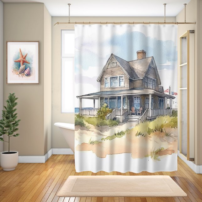 Cortina Para Box Watercolor Beach House (Criador carregado)