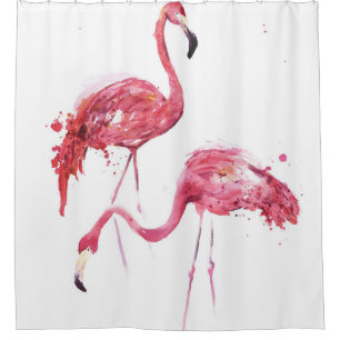 Cortina Para Box Watercolor Flamingos, Elegante Design.