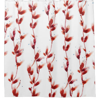 Cortina Para Box Watercolor Pussy-Willow Pattern: Nature Beauty.