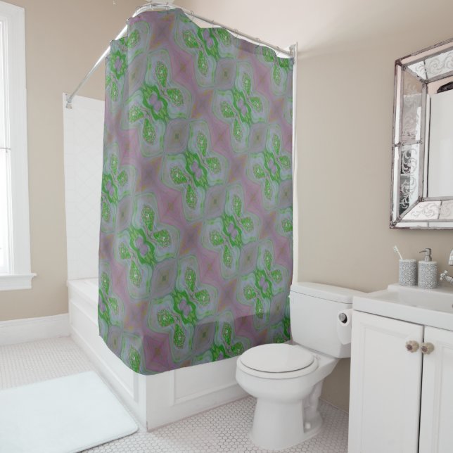 Cortina Para Box Watermelon Acrylic Pour Inspired Shower Curtain (In Situ)