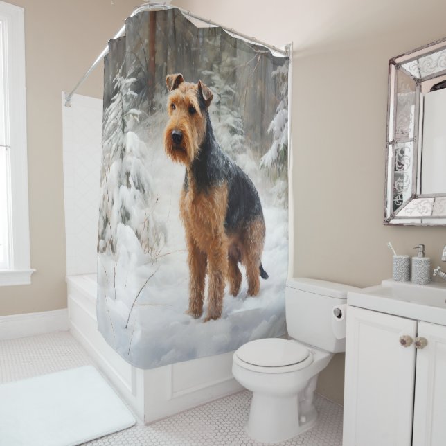 Cortina Para Box Welsh Terrier Deixe Nevar Natal (In Situ)
