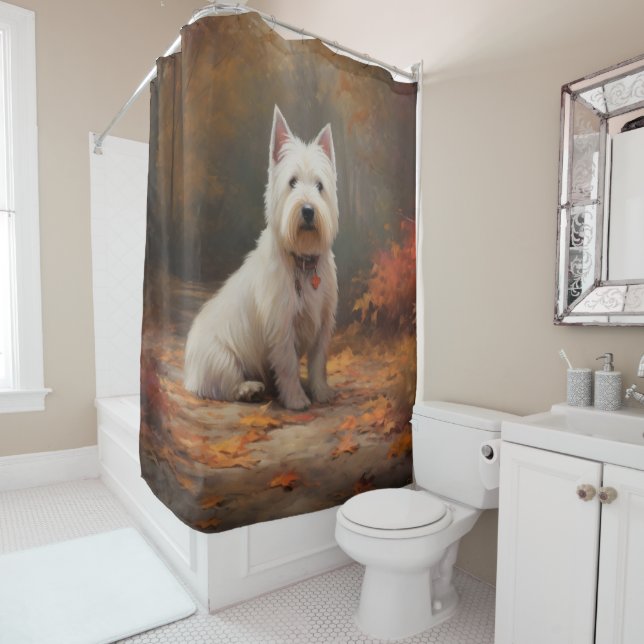 Cortina Para Box West Highland White Terrier no outono deixa cair (In Situ)