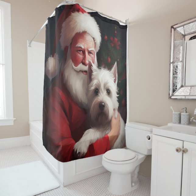 Cortina Para Box West Highland White Terrier Santa Claus Natal (In Situ)