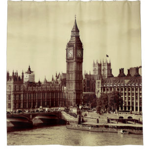 Cortina Para Box Westminster de Londres com Big Ben e ponte. velho,