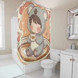 Cortina Para Box Whimsical Chibi Koala Adventure Shower Curtain