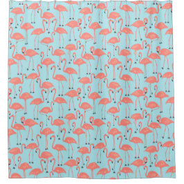 Cortina Para Box Whimsical Flamingo | Tropical Bathroom Retro Miami