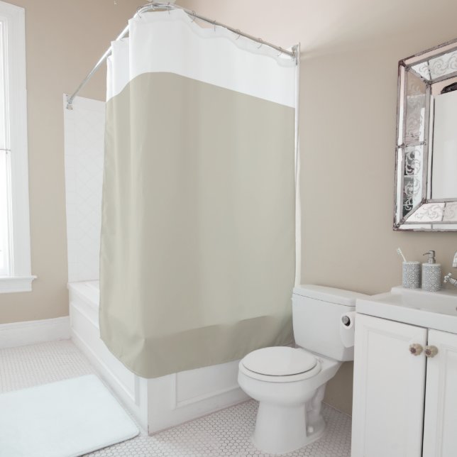 Cortina Para Box White and Beige Two Tone Shower Curtain (In Situ)
