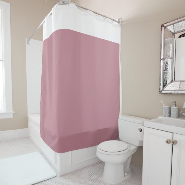 Cortina Para Box White and Pink Two Tone Shower Curtain (In Situ)