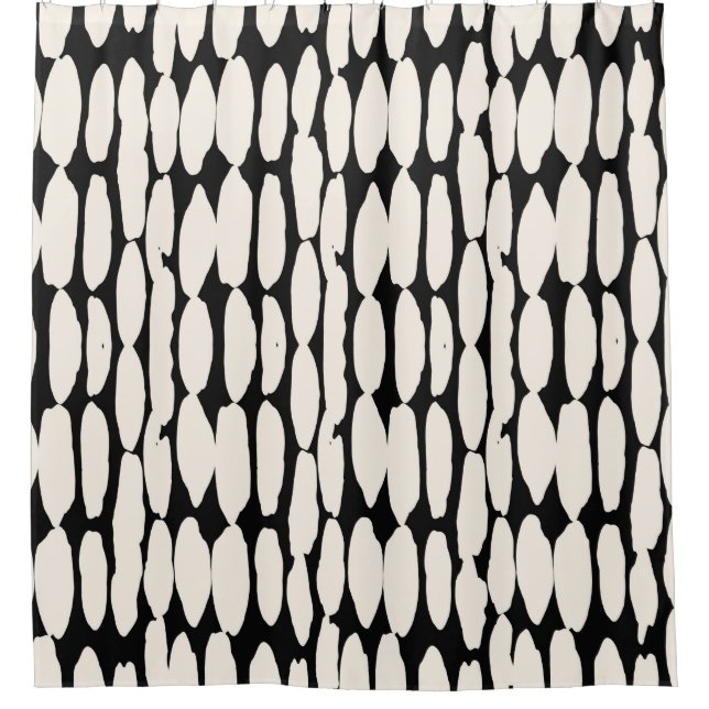 Cortina Para Box White black dot pattern. shibori circle seamless.  (Frente)