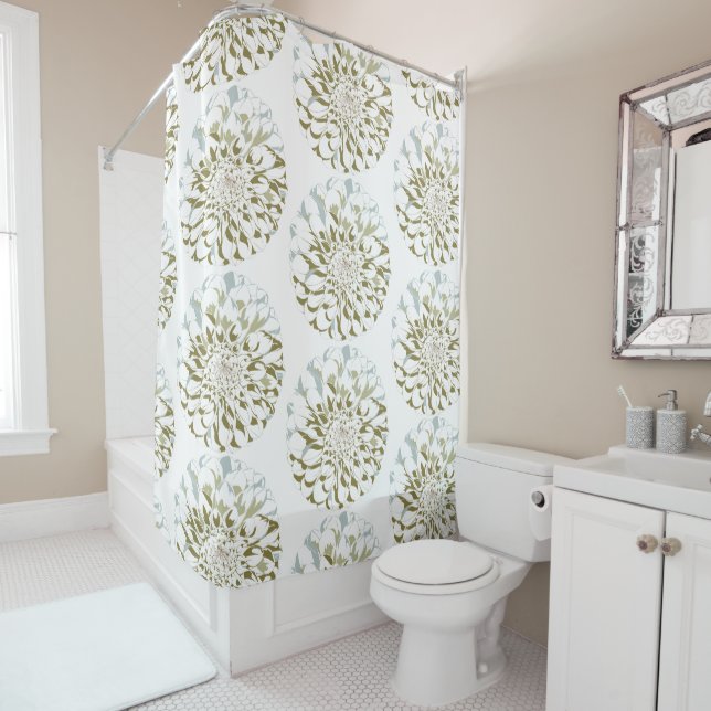 Cortina Para Box White Dahlia Flower Shower Curtain (In Situ)