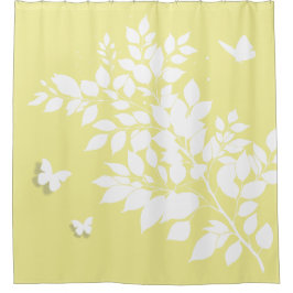 Cortina Para Box White leafy branch and butterflies in profile