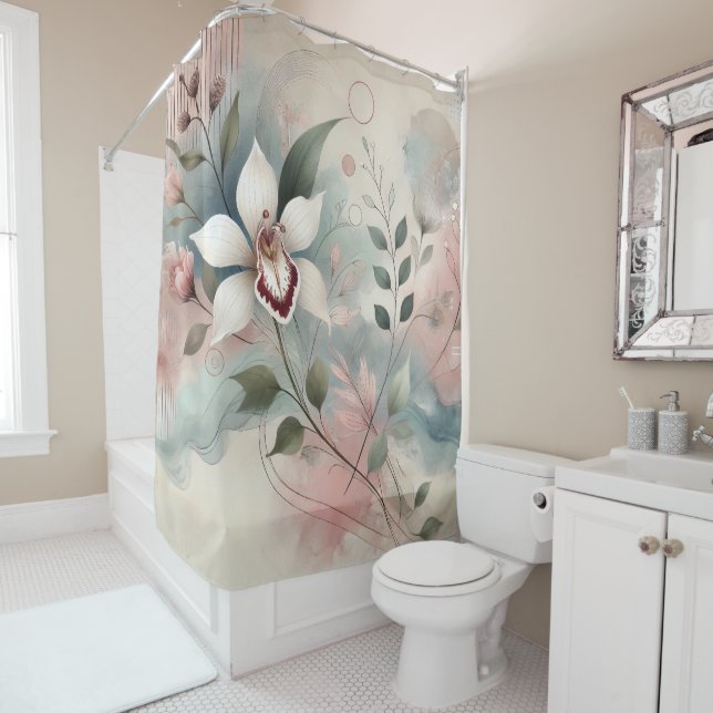 CORTINA PARA BOX "WHITE ORCHID" - SHOWER CURTAIN (In Situ)