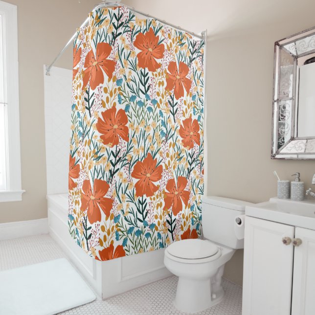 Cortina Para Box Wildflower Seamless Pattern (In Situ)