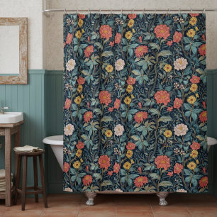 Cortina Para Box William Morris Azul Turquesa Artes & Ofícios Flora