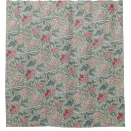 Cortina Para Box William Morris Cray Vintage Floral Rosa Verde