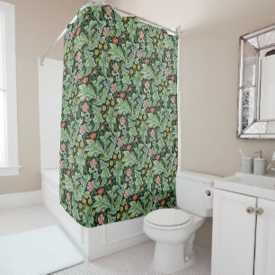 Cortina Para Box William Morris Floral Padrão Rosa Cravo Cravo Verd