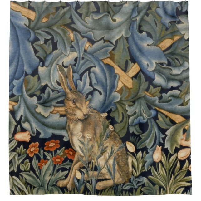 Cortina Para Box William Morris Forest Rabbit Floral Art Nouveau (Frente)