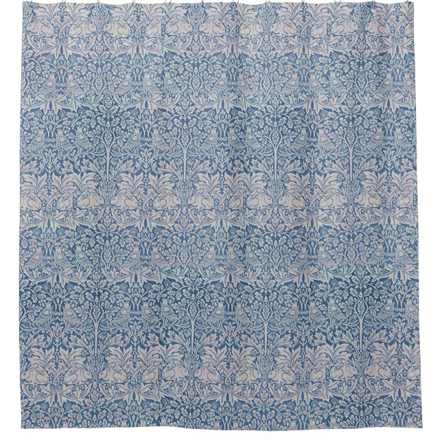 Cortina Para Box William Morris Forest Rabbit Foliage Blue (Frente)