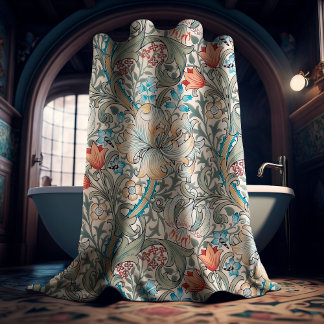 Cortina Para Box William Morris Lily Art Nouveau Padrão Floral