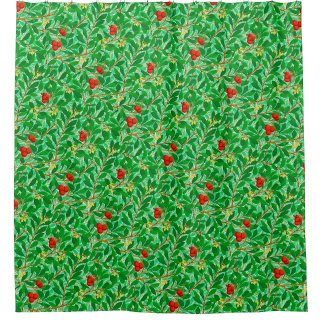 Cortina Para Box William Morris Lychee Tree Pattern, Verde Claro (Frente)