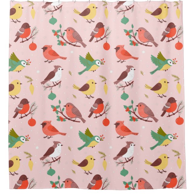 Cortina Para Box Winter Christmas Birds Kids (Frente)